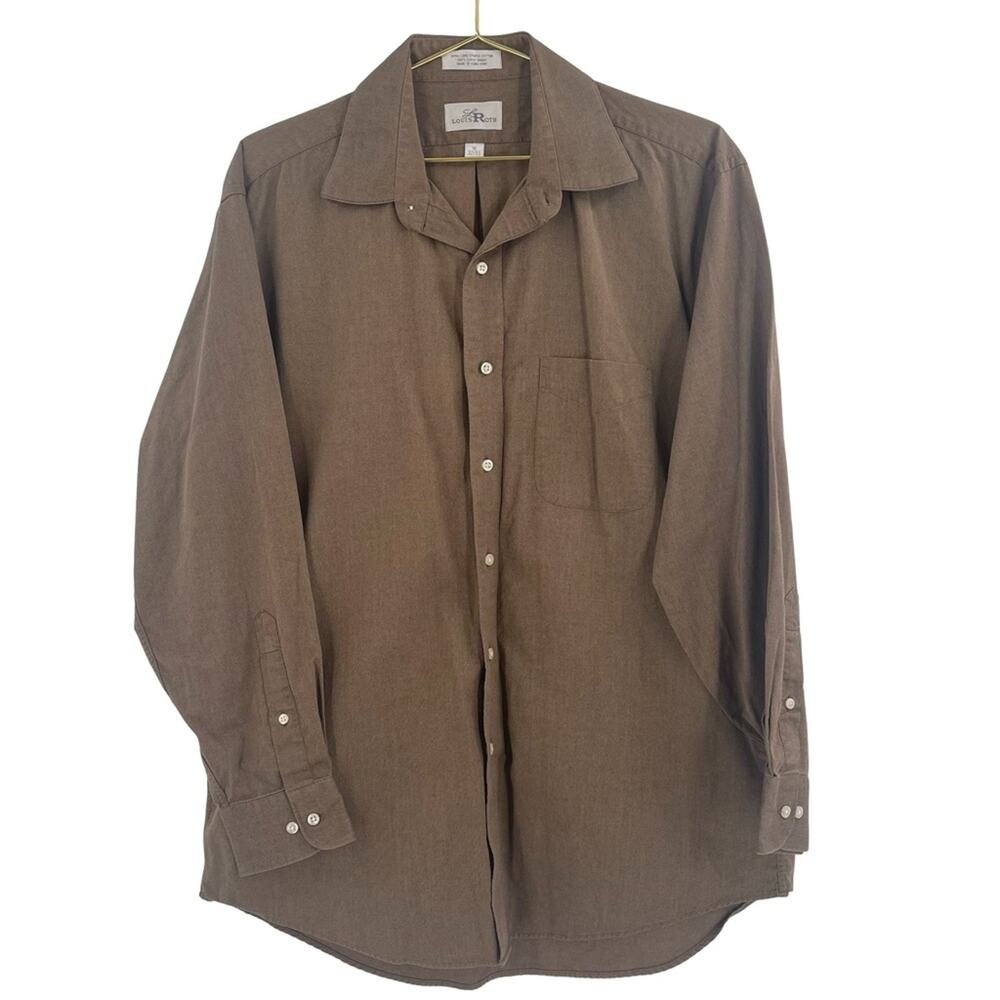 Louis Roth Men's Brown Casual Button-Down Shirt 16 32/33